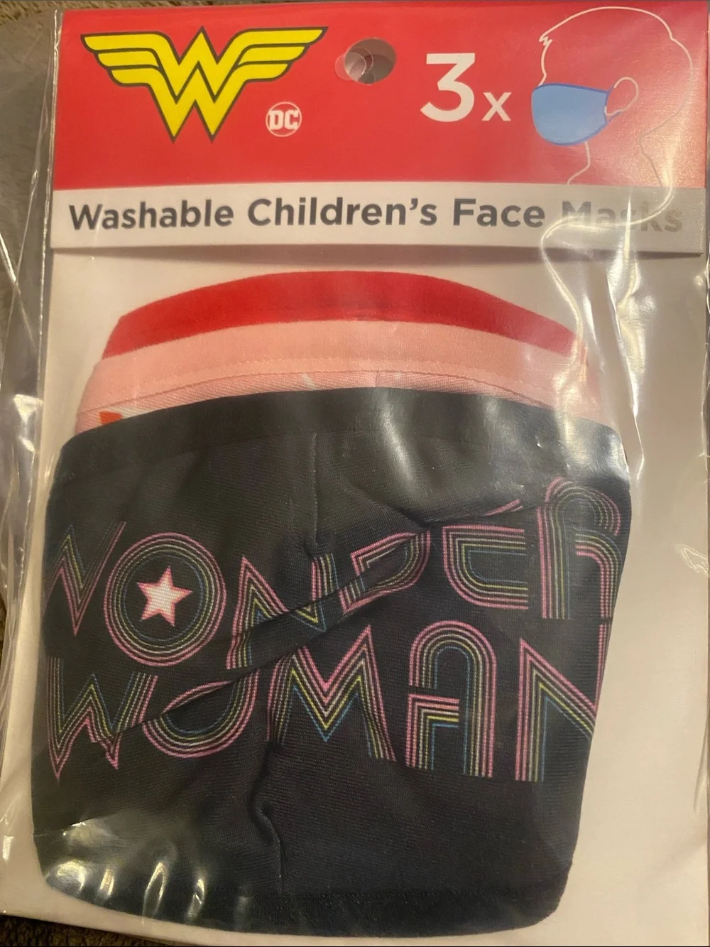 Wonder Woman(3) & SpongeBob Kids(3)  Washable Face Masks NWT